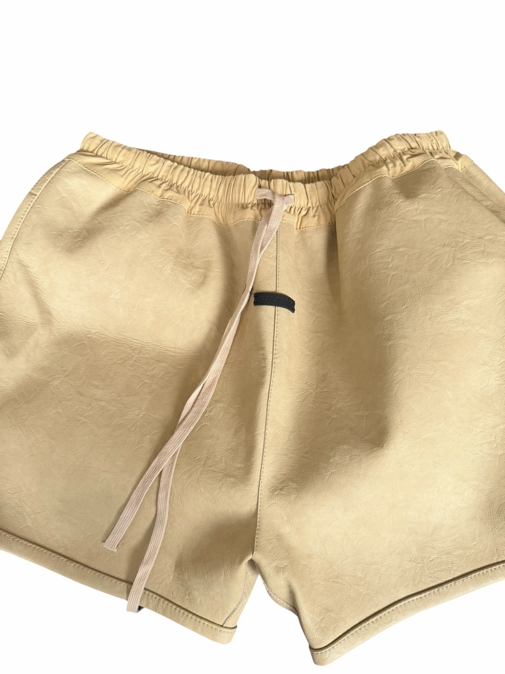 Rare Fear of God Beige Faux Leather Drawstring Shorts FOG